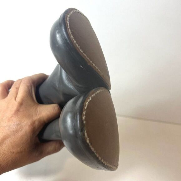 Justin Roper Gray Leather Cowboy Western Riding Casual Boots Mens Youth 4 D Shoe - Picture 5 of 11